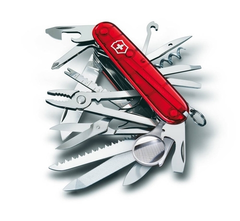 Нож Victorinox SwissChamp, 91 мм, 33 функции, полупрозрачный красный 1.6795.T от прозводителя Victorinox