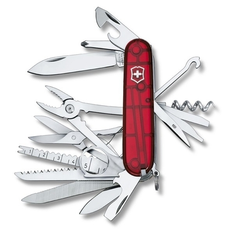 Нож Victorinox SwissChamp, 91 мм, 33 функции, полупрозрачный красный 1.6795.T от прозводителя Victorinox