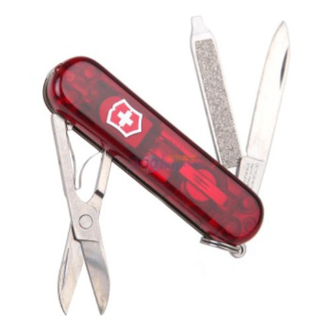 Нож-брелок Victorinox Classic Signature Lite, 58 мм, 7 функций, красный полупрозрачный 0.6226.T от прозводителя Victorinox