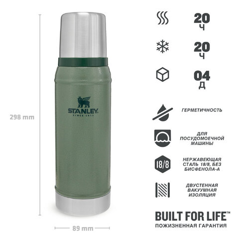 Термос Stanley Classic (0,75 литра), темно-зеленый 10-01612-040 от прозводителя STANLEY