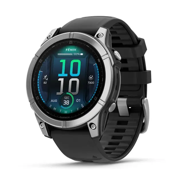 Garmin Fenix ​​​​E — 47 мм — серебристый с графитовым силиконовым ремешком 010-03025-00 от прозводителя Garmin