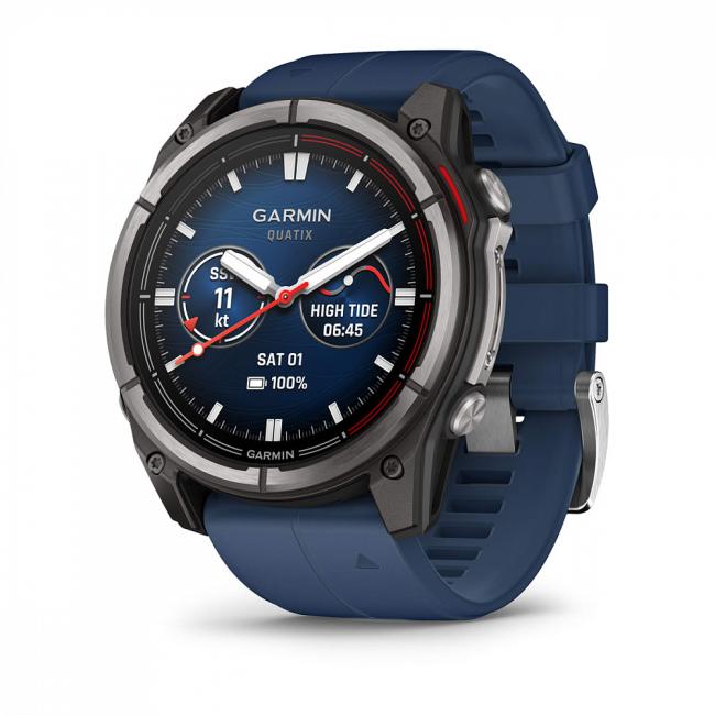 Garmin quatix® 8 - 51 мм, AMOLED, Sapphire, Titanium, синий силиконовый ремешок 010-02905-91 от прозводителя Garmin