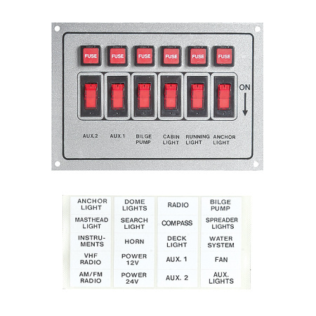 Панель переключателей 6шт горизонтальная серая из алюминия C91318 от прозводителя Easterner