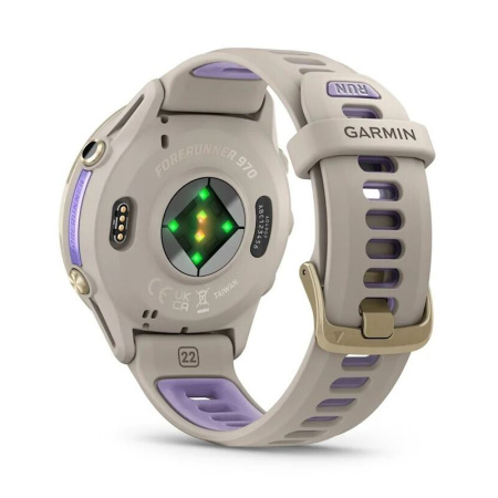 Garmin Forerunner 970 - | Soft Gold Titanium with French Grey Case and French Grey/Translucent Indigo Band