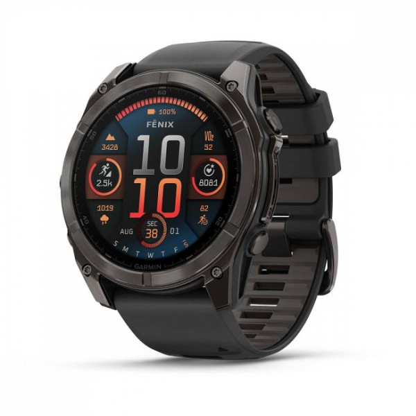 GARMIN FENIX 8 - 51 MM, AMOLED, SAPPHIRE CARBON GRAY DLC TITANIUM WITH BLACK/PEBBLE GRAY SILICONE 010-02905-63 010-02905-63 от прозводителя Garmin