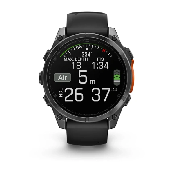 Garmin Fenix ​​8 — 47 мм AMOLED — серо-серый с черным силиконовым ремешком 010-02904-00 от прозводителя Garmin
