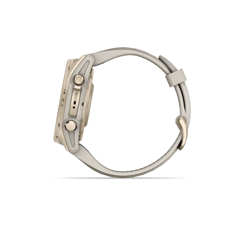 Garmin Fenix 8 - 43 мм AMOLED | Sapphire | Soft Gold with Fog grey/dark sandstone silicone band