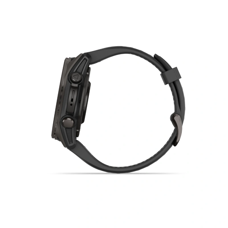 Garmin Fenix 8 - 43 мм AMOLED | Sapphire | Carbon grey DLC titanium with Black/pebble grey silicone band
