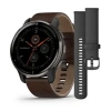 Garmin Venu 2 Plus - 43 мм Премиум-функции | Slate Stainless Steel Bezel with Slate Case and Brown Leather band