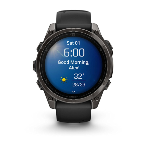 GARMIN FENIX 8 - 47 MM, AMOLED, SAPPHIRE CARBON GRAY DLC TITANIUM WITH BLACK/PEBBLE GRAY SILICONE 010-02904-29 010-02904-29 от прозводителя Garmin
