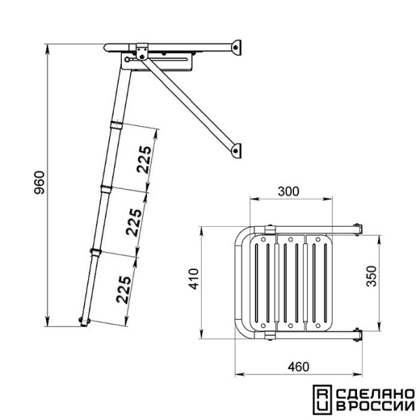 Платформа кормовая с трапом 4 ступени серые 040204GT от прозводителя Техномарин